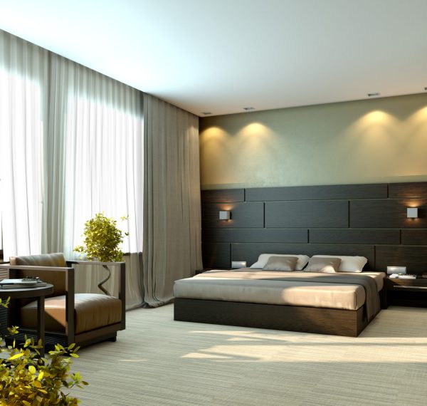 Modern luxury elegant bedroom interior